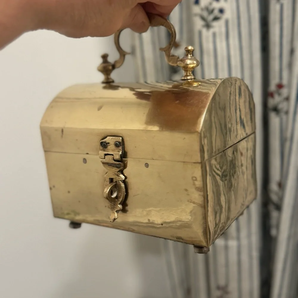 Vintage Solid Brass Handcrafted Jewelry Trinket Box Decorative